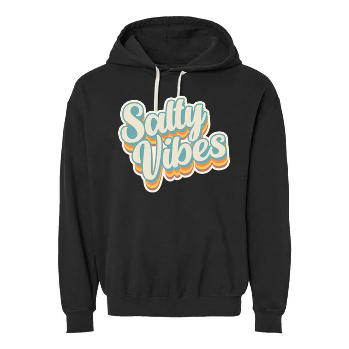 Retro Salty Vibes Beach Lover Garment-Dyed Fleece Hoodie