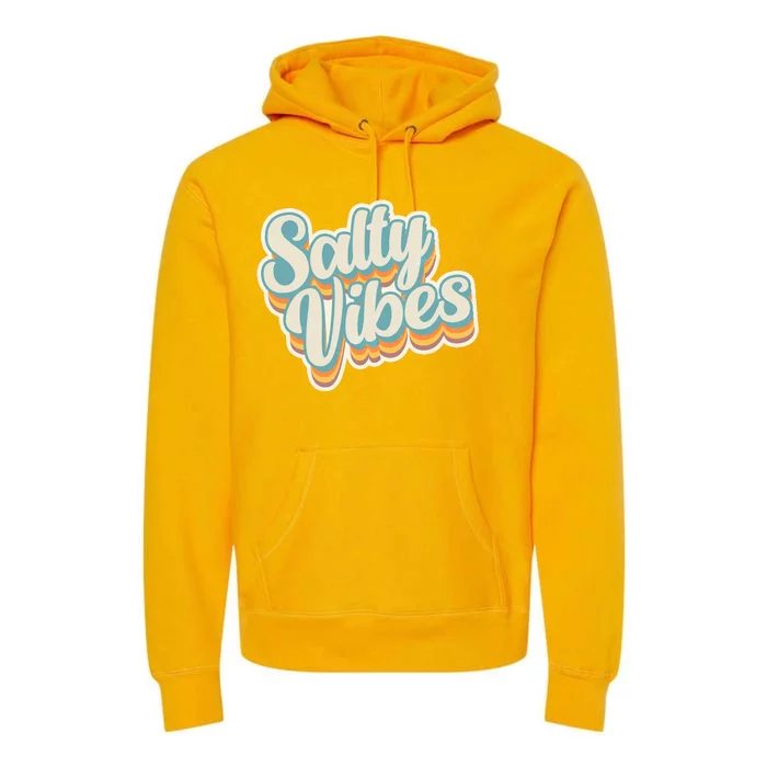 Retro Salty Vibes Beach Lover Premium Hoodie