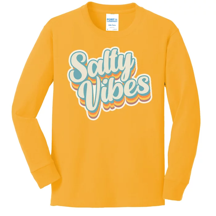 Retro Salty Vibes Beach Lover Kids Long Sleeve Shirt