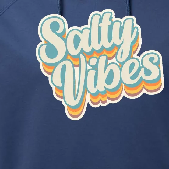 Retro Salty Vibes Beach Lover Performance Fleece Hoodie