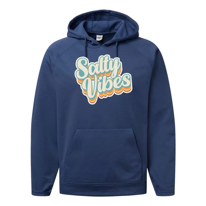 Retro Salty Vibes Beach Lover Performance Fleece Hoodie