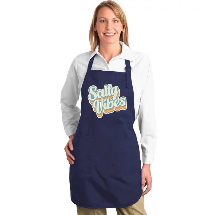 Retro Salty Vibes Beach Lover Full-Length Apron With Pocket