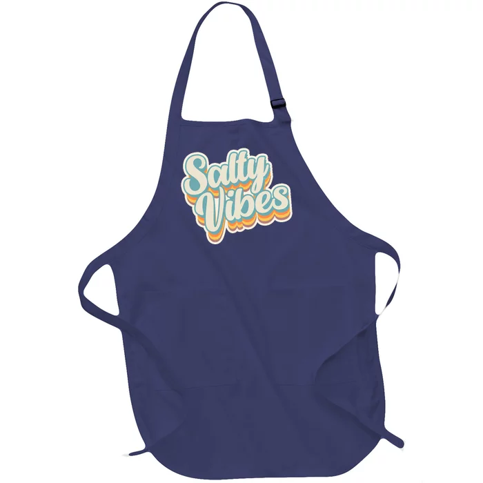 Retro Salty Vibes Beach Lover Full-Length Apron With Pocket