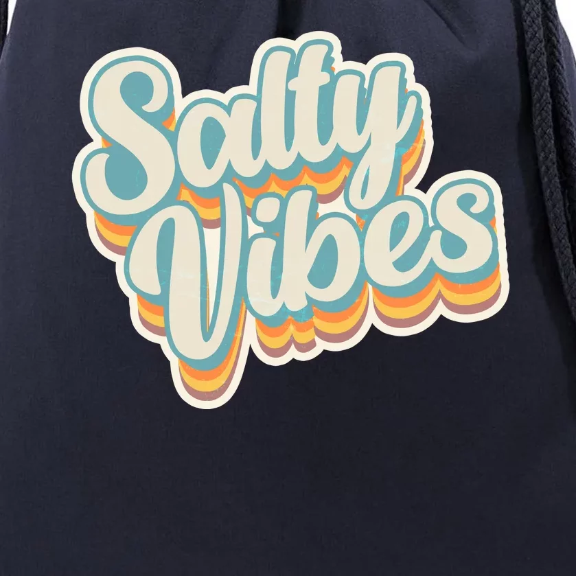 Retro Salty Vibes Beach Lover Drawstring Bag