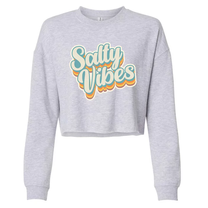 Retro Salty Vibes Beach Lover Cropped Pullover Crew