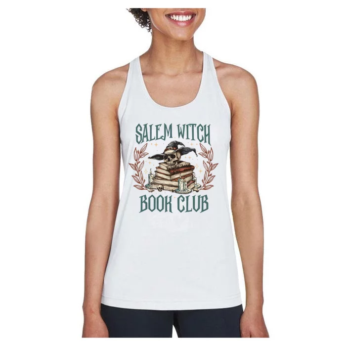 Retro Salem Witch Book Club Halloween Witch Women's Racerback Tank