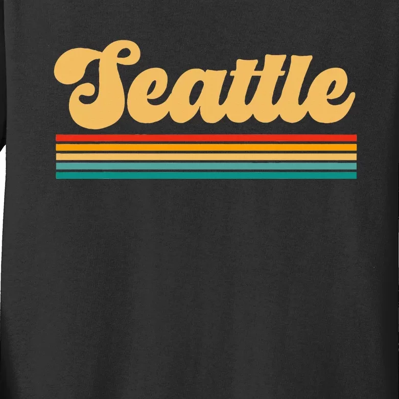 Retro Seattle Washington Kids Long Sleeve Shirt