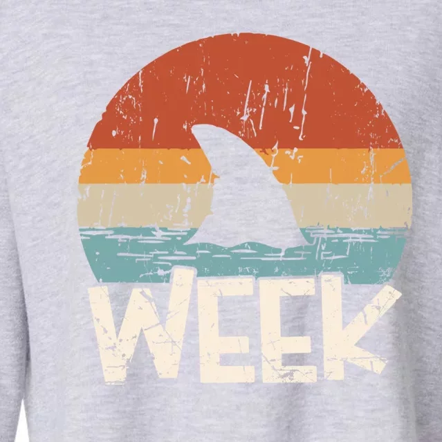 Retro Shark Week Shark Lover Ocean Wildlife Summer Cropped Pullover Crew