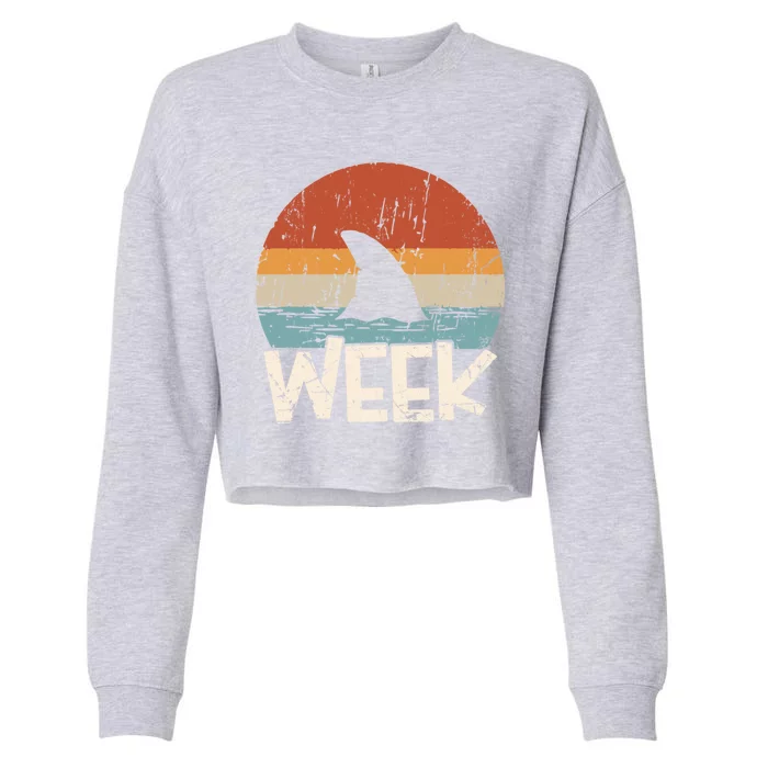 Retro Shark Week Shark Lover Ocean Wildlife Summer Cropped Pullover Crew