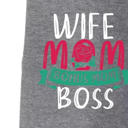 Roses Stepmom Wife Boss Mothers Day Funny Bonus Mom Gift Doggie 3-End Fleece Hoodie