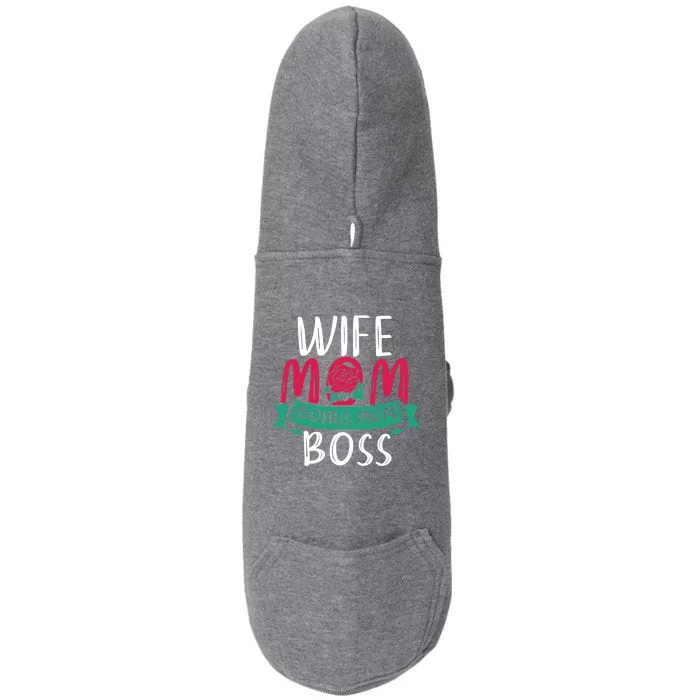 Roses Stepmom Wife Boss Mothers Day Funny Bonus Mom Gift Doggie 3-End Fleece Hoodie