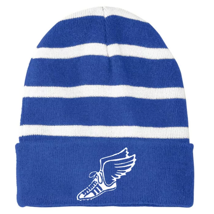 Running Shoe With Wings Track And Field Sneaker Striped Beanie with Solid Band