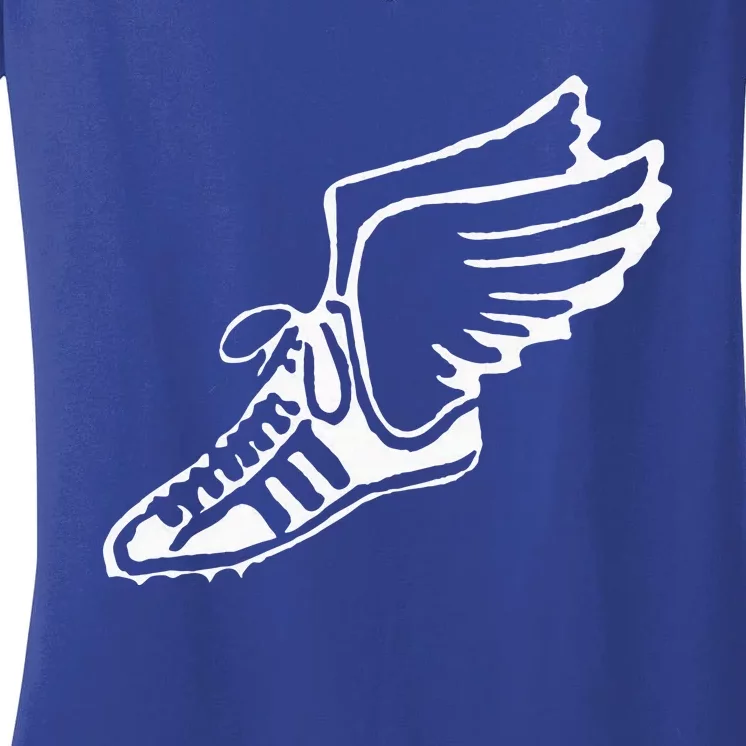 Running Shoe With Wings Track And Field Sneaker Women's V-Neck T-Shirt