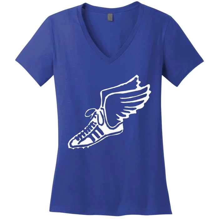 Running Shoe With Wings Track And Field Sneaker Women's V-Neck T-Shirt