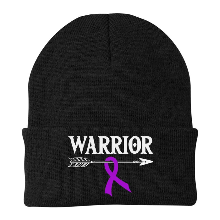 Rett Syndrome Warrior Purple Arrow Ribbon Knit Cap Winter Beanie