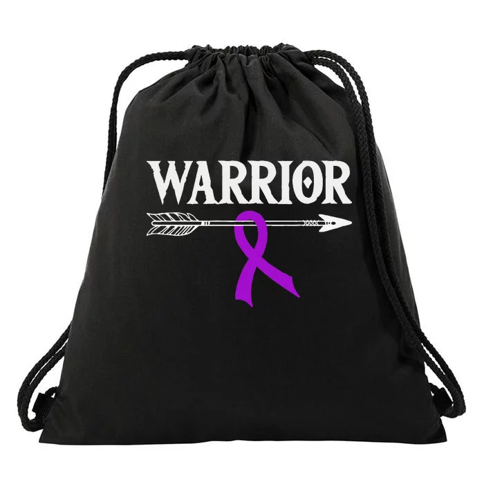 Rett Syndrome Warrior Purple Arrow Ribbon Drawstring Bag