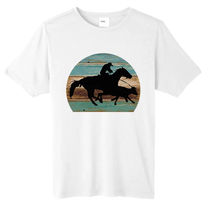 Retro Style Western Cowhorse Calf Roping ChromaSoft Performance T-Shirt