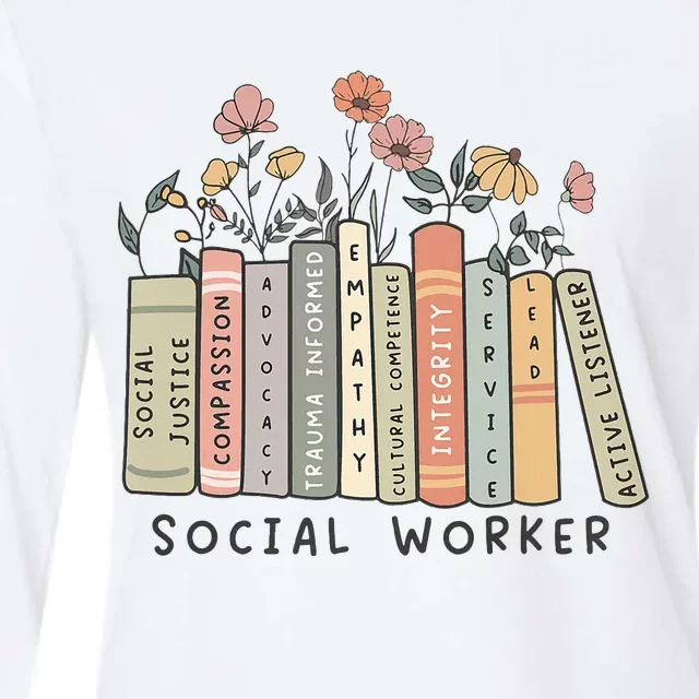 Retro Social Worker Wildflowers Advocate Social Justice Womens Cotton Relaxed Long Sleeve T-Shirt