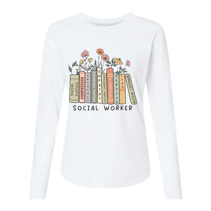 Retro Social Worker Wildflowers Advocate Social Justice Womens Cotton Relaxed Long Sleeve T-Shirt