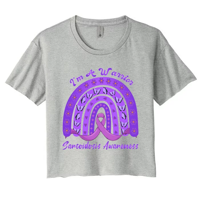 Rainbow Sarcoidosis Warrior Unbreakable Purple Awareness Tee Gift Women's Crop Top Tee