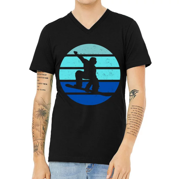 Retro Snowboarding Winter Sport V-Neck T-Shirt