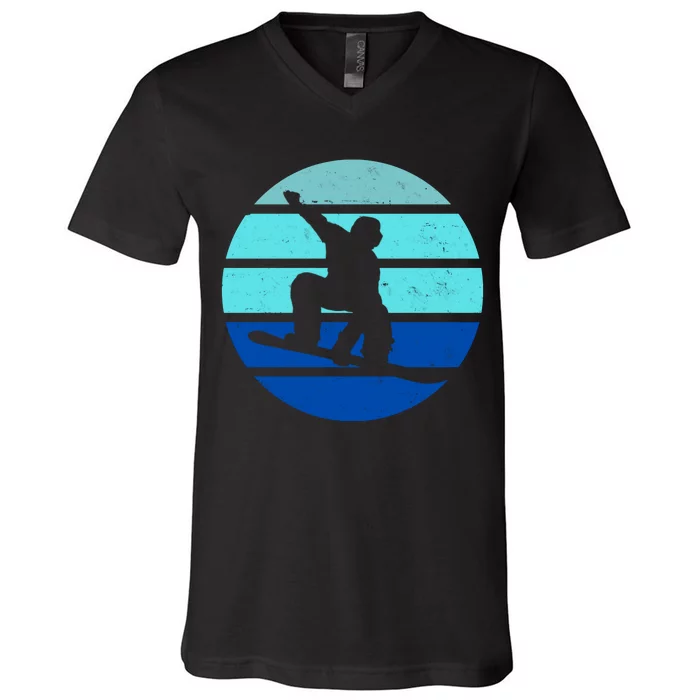 Retro Snowboarding Winter Sport V-Neck T-Shirt