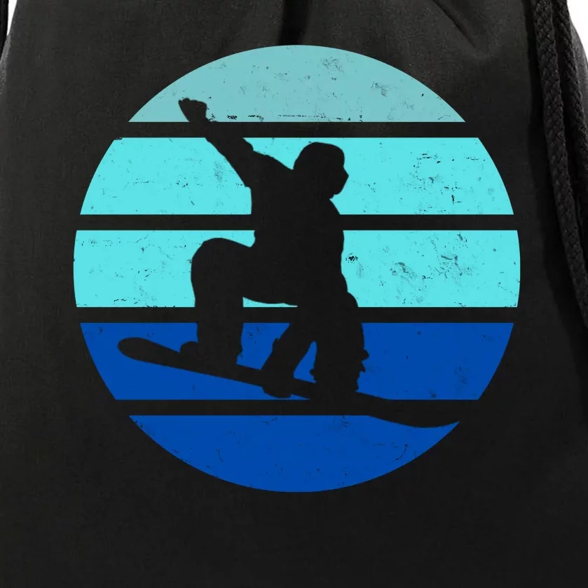 Retro Snowboarding Winter Sport Drawstring Bag