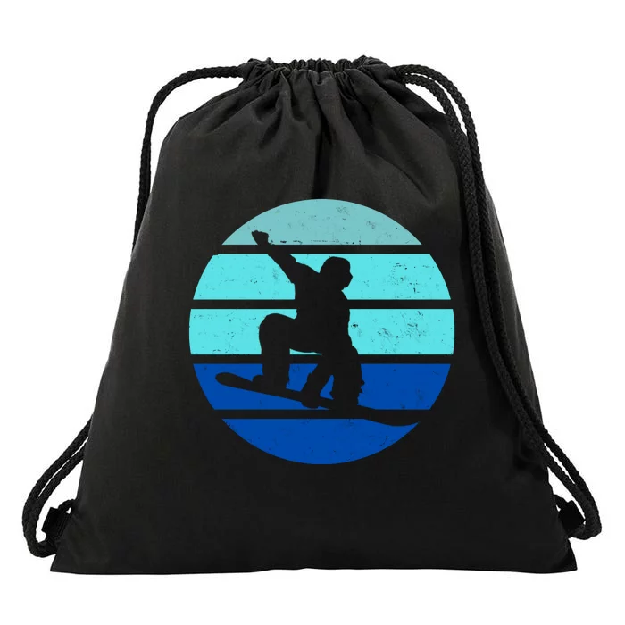 Retro Snowboarding Winter Sport Drawstring Bag