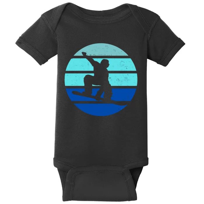 Retro Snowboarding Winter Sport Baby Bodysuit