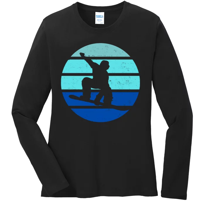 Retro Snowboarding Winter Sport Ladies Long Sleeve Shirt