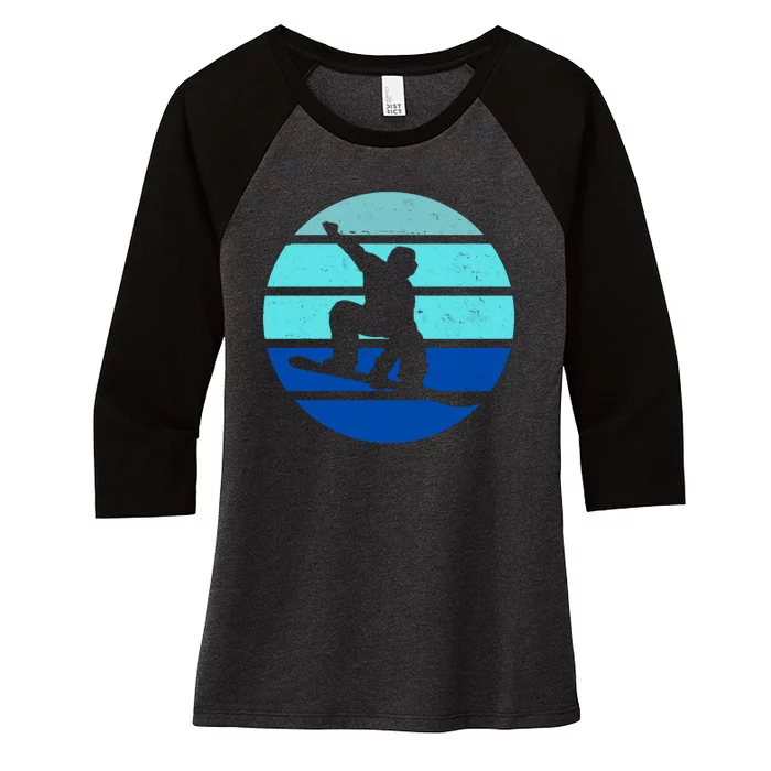 Retro Snowboarding Winter Sport Women's Tri-Blend 3/4-Sleeve Raglan Shirt