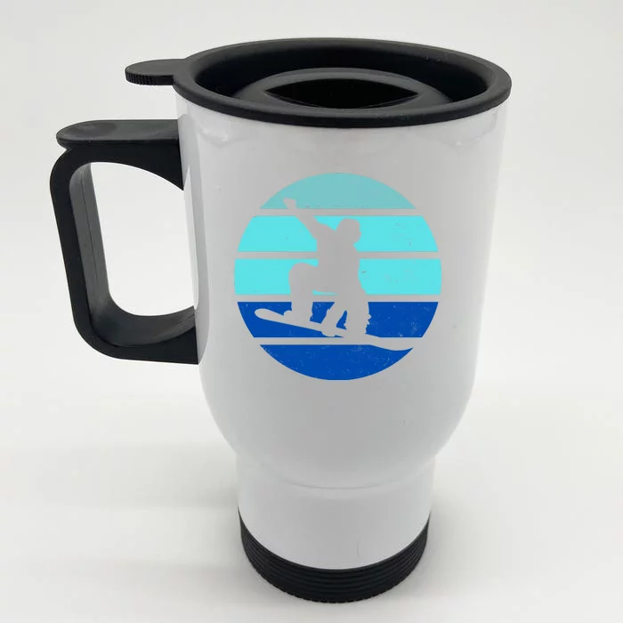 Retro Snowboarding Winter Sport Front & Back Stainless Steel Travel Mug