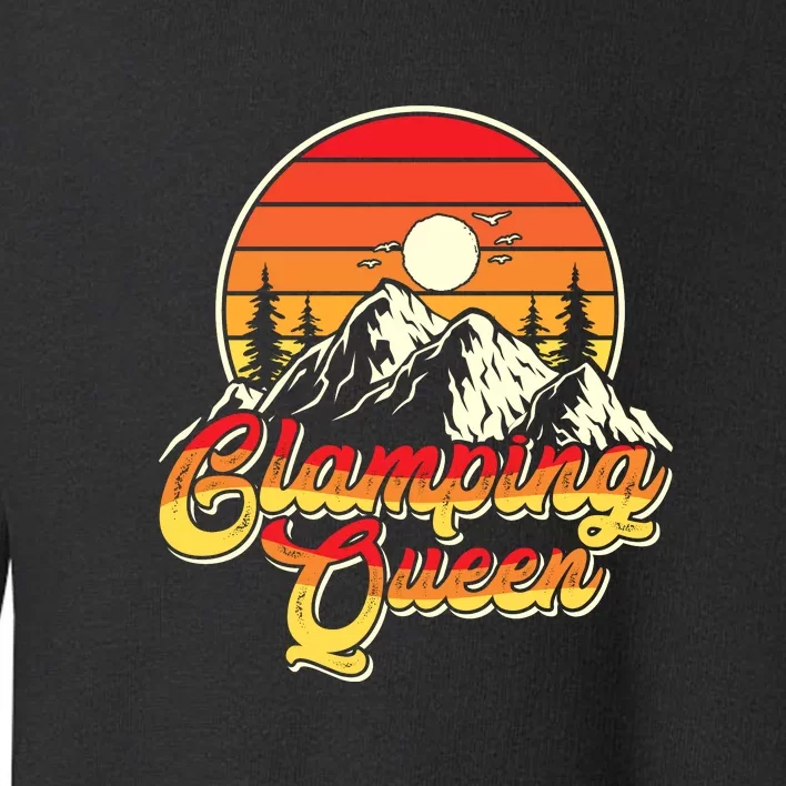 Retro Sunset Womens Glamping Queen Funny Camping Camper Gift Toddler Sweatshirt