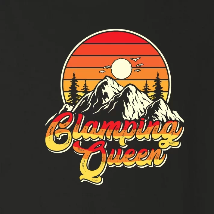 Retro Sunset Womens Glamping Queen Funny Camping Camper Gift Toddler Long Sleeve Shirt