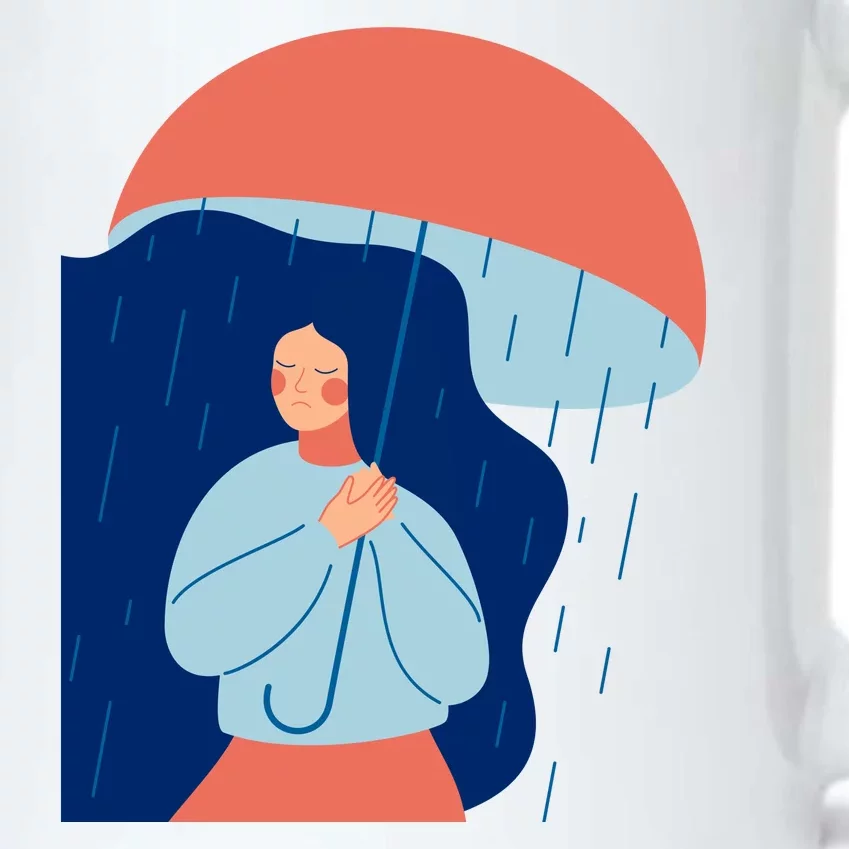 Rainy Sad Woman With Umbrella Mental Health Awareness Black Color Changing Mug