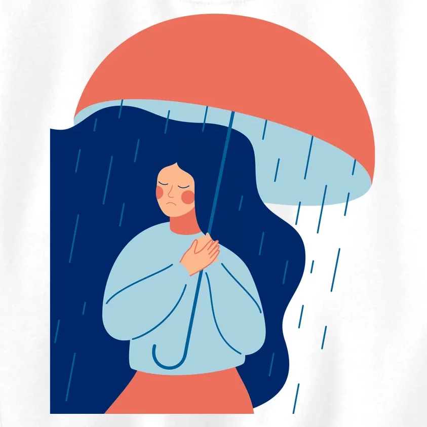 Rainy Sad Woman With Umbrella Mental Health Awareness Kids Sweatshirt