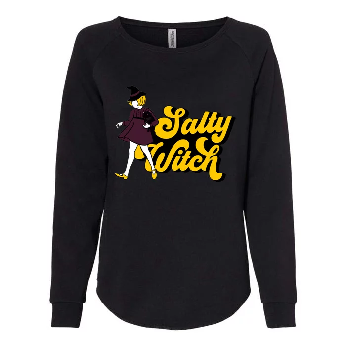 Retro Salty Witch Funny Halloween Girl Womens California Wash Sweatshirt