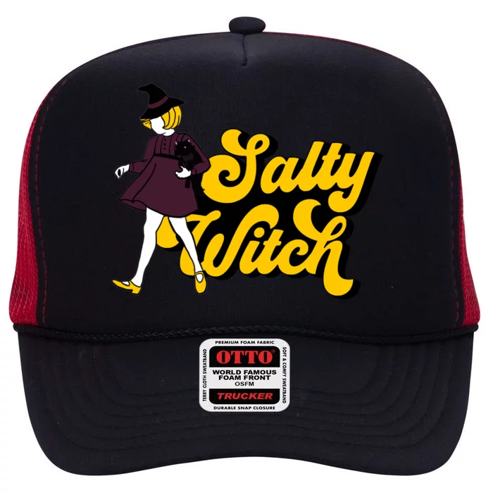 Retro Salty Witch Funny Halloween Girl High Crown Mesh Trucker Hat