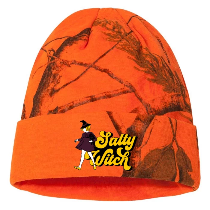 Retro Salty Witch Funny Halloween Girl Kati - 12in Camo Beanie