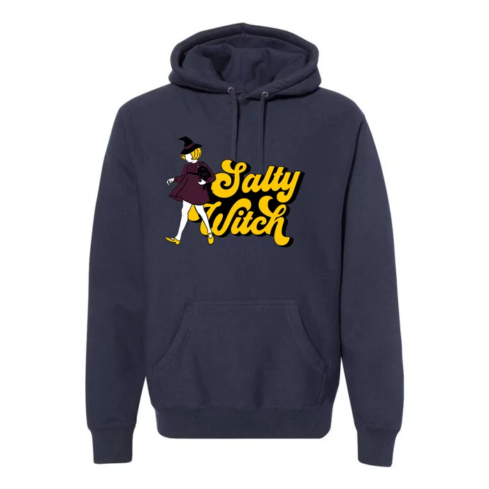 Retro Salty Witch Funny Halloween Girl Premium Hoodie