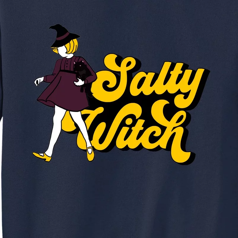 Retro Salty Witch Funny Halloween Girl Tall Sweatshirt