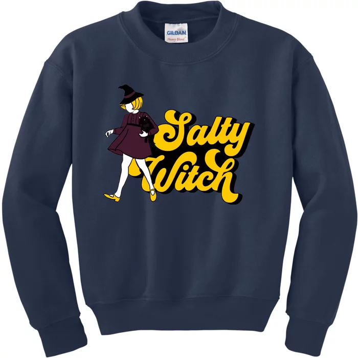 Retro Salty Witch Funny Halloween Girl Kids Sweatshirt