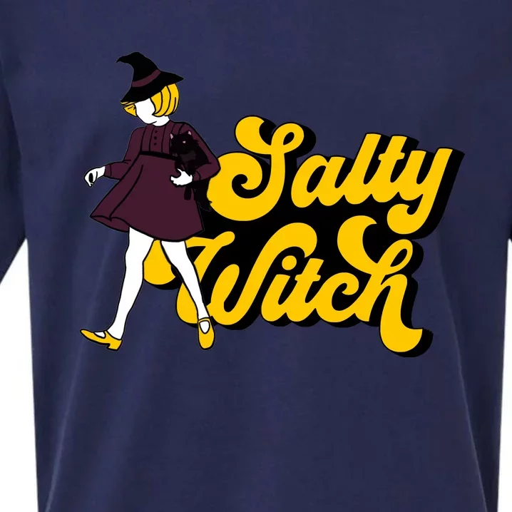 Retro Salty Witch Funny Halloween Girl Sueded Cloud Jersey T-Shirt