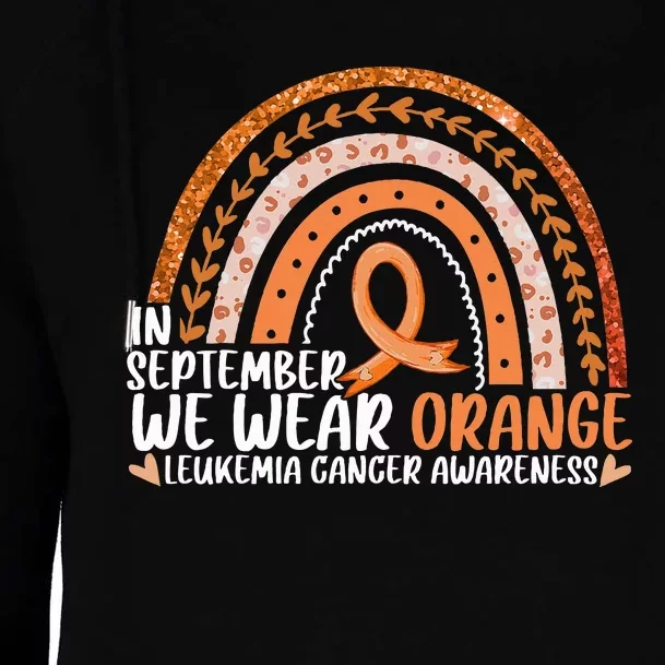 Rainbow September We Wear Orange Leukemia Awareness Ribbon Womens Funnel Neck Pullover Hood