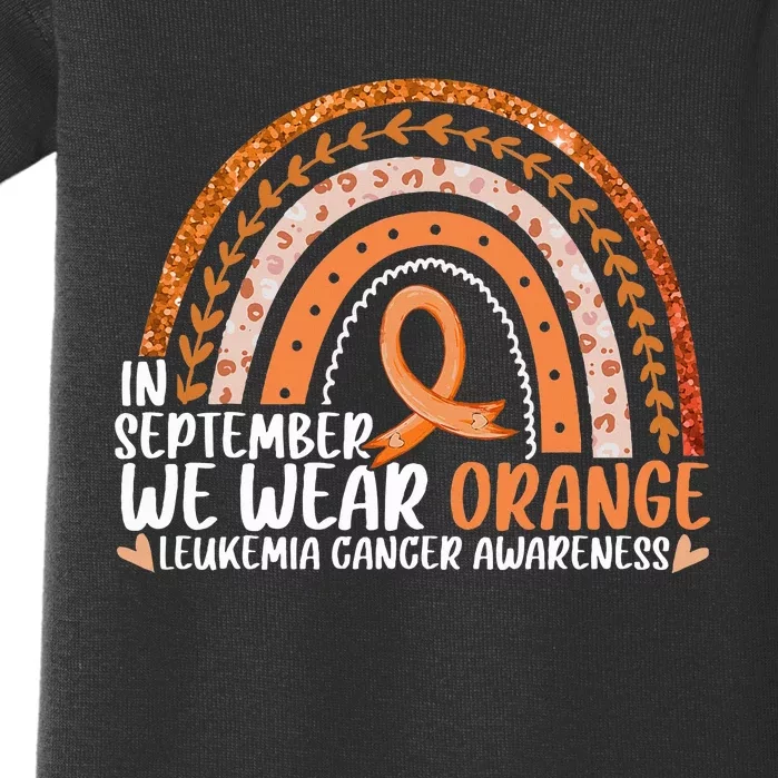 Rainbow September We Wear Orange Leukemia Awareness Ribbon Baby Bodysuit