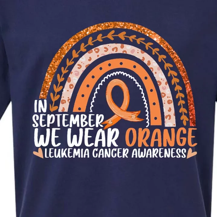 Rainbow September We Wear Orange Leukemia Awareness Ribbon Sueded Cloud Jersey T-Shirt