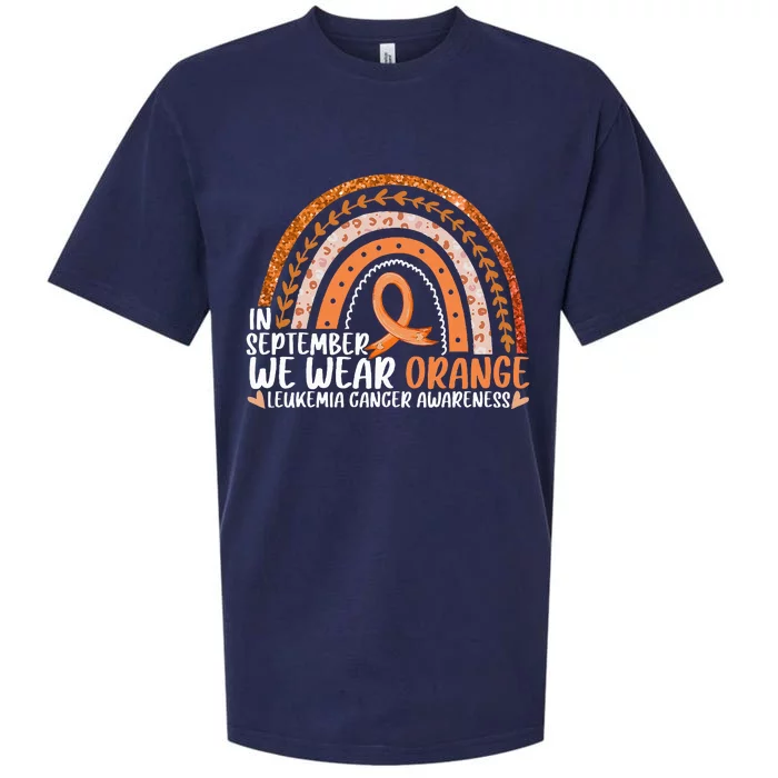 Rainbow September We Wear Orange Leukemia Awareness Ribbon Sueded Cloud Jersey T-Shirt