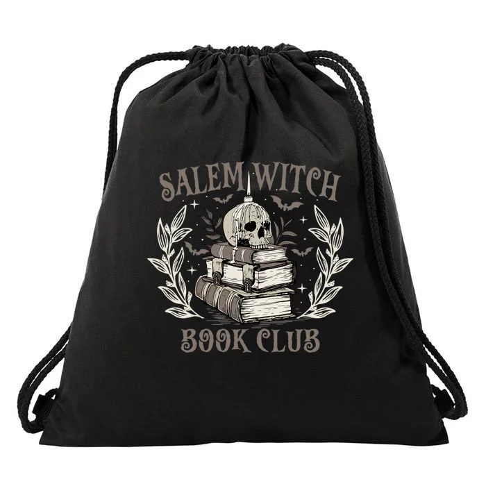 Retro Salem Witch Book Club Halloween Witch Drawstring Bag