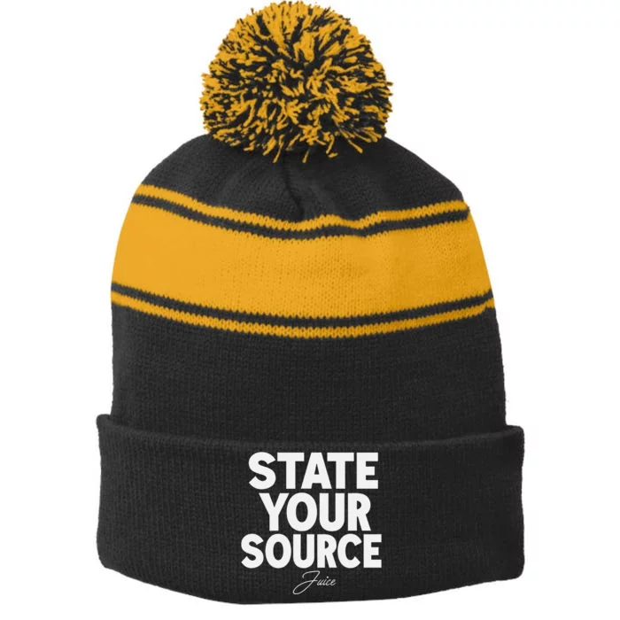 Retro State Your Source Stripe Pom Pom Beanie