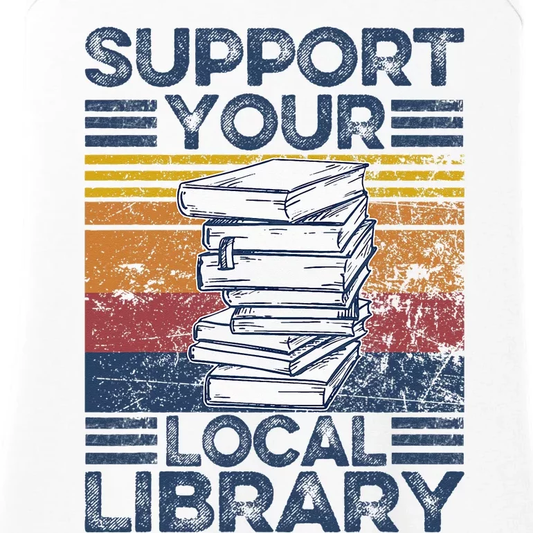 Retro Support Your Local Library Library Lover Book Reader Ladies Essential Tank